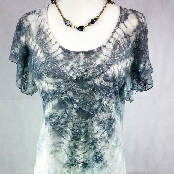 Cal Style Layered lace Blouse Shirt Large - Picture 1 of 8